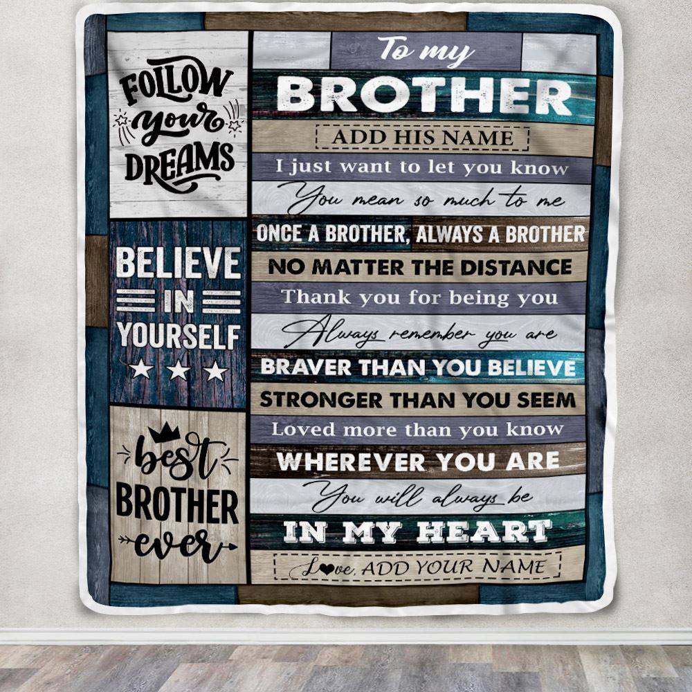 Personalized To My Brother Gifts From Sister Blanket Wood Always A Brother Birthday Gifts Ideas For Brother Graduation Christmas Customized Fleece Blanket | siriusteestore