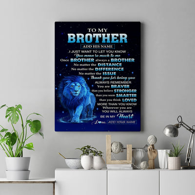 Personalized To My Brother Gifts From Sister Canvas Lion Always A Big Brother Birthday Gifts Graduation Ideas Presents Christmas Gift Custom Wall Art Framed Canvas | siriusteestore