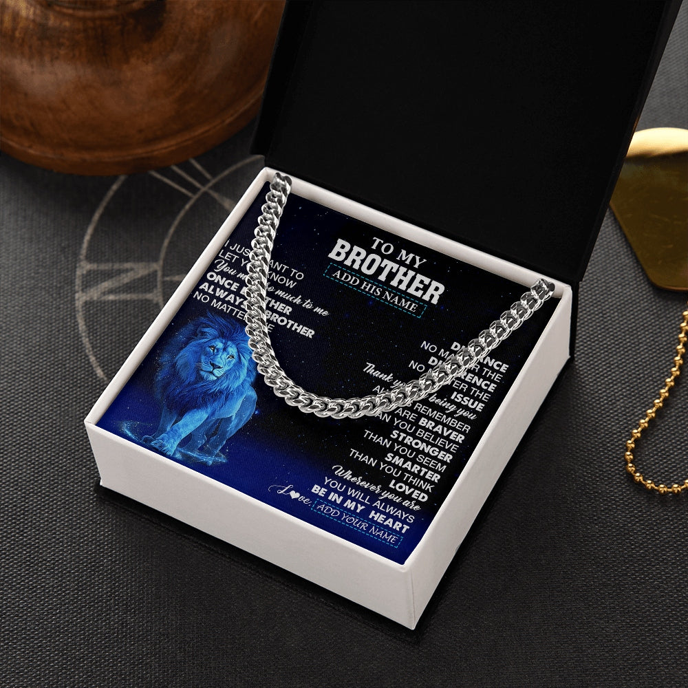 Cuban Link Chain Necklace Stainless Steel | 2 | Personalized To My Brother Gifts From Sister Necklace Lion Always A Big Brother Birthday Gifts Graduation Ideas Presents Christmas Custom Gift Box Message Card | https://siriusteestore.