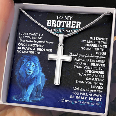 Stainless Cross Necklace Stainless Steel | 2 | Personalized To My Brother Gifts From Sister Necklace Lion Always A Big Brother Birthday Gifts Graduation Ideas Presents Christmas Custom Gift Box Message Card | https://siriusteestore.