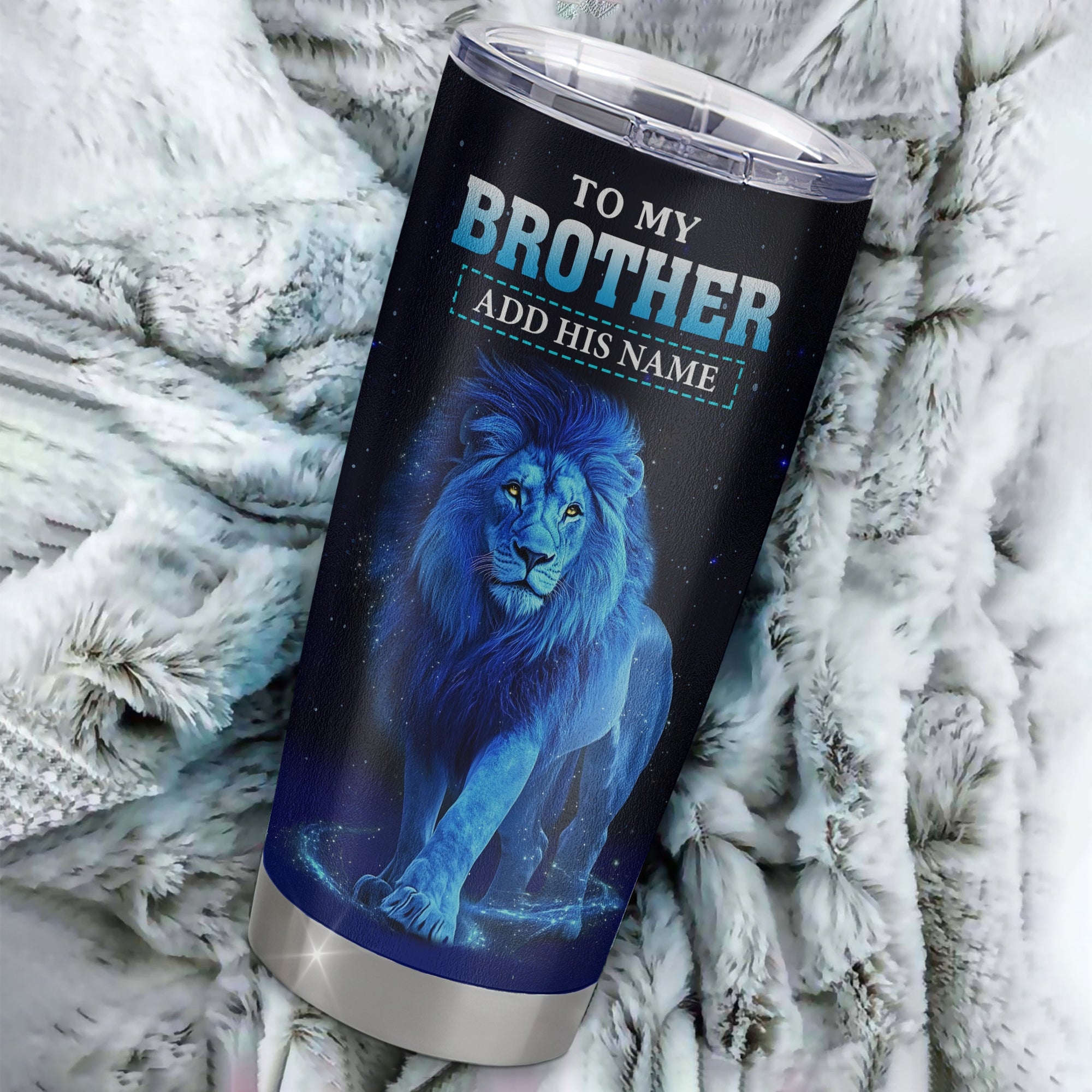 Personalized To My Brother Gifts From Sister Tumbler Lion Always A Big Brother Birthday Gifts Graduation Ideas Presents Christmas Gift Custom Stainless Steel Travel Mug | siriusteestore