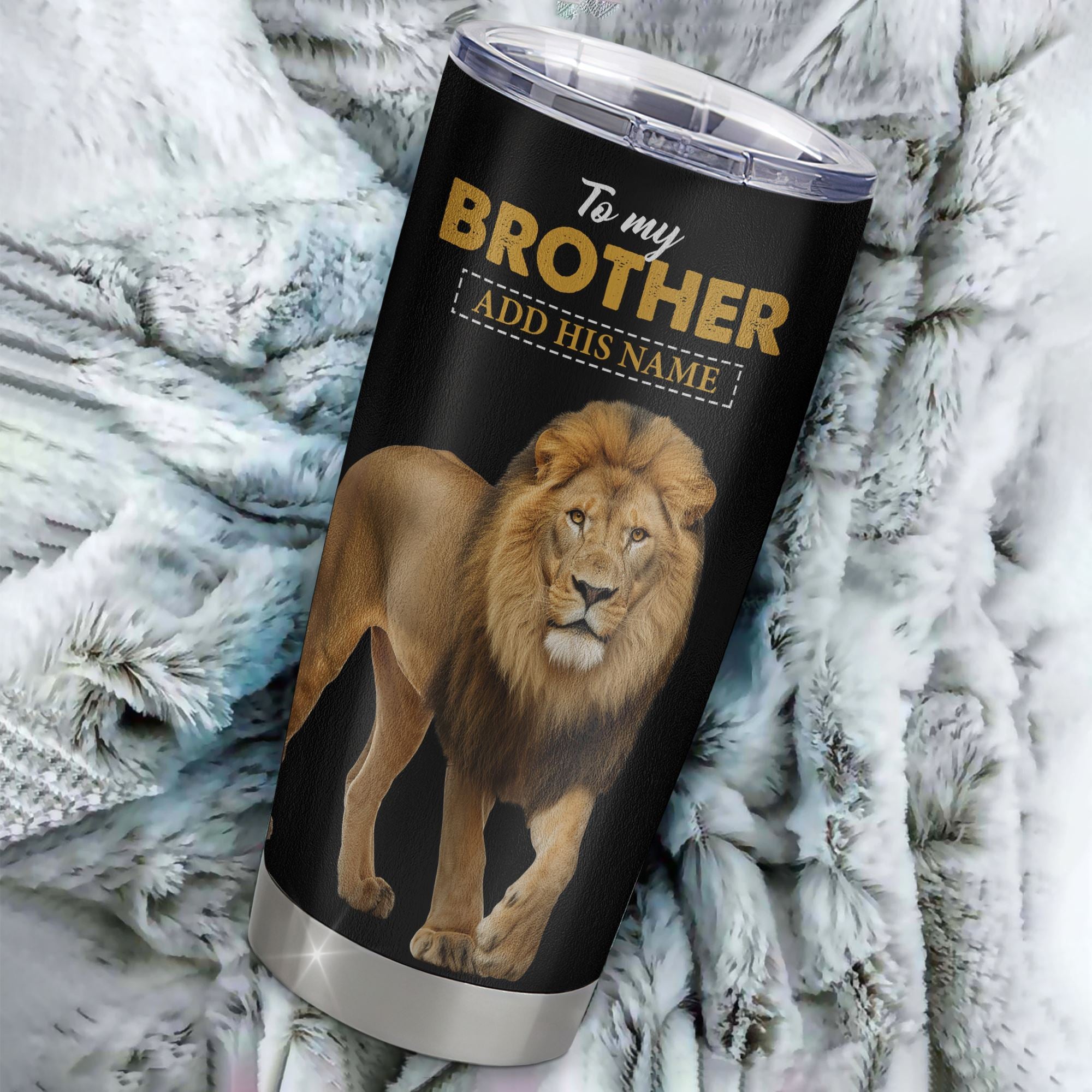 Personalized To My Brother Tumbler From Sister Lion Always A Brother For Men Big Brother Birthday Graduation Christmas Custom Stainless Steel Cup Travel Mug | siriusteestore