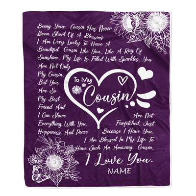 Personalized To My Cousin Blanket From A Good Friend Sunflower Like You Like A Ray Of Sunshine Birthday Graduation Christmas Customized Bed Fleece Blanket | siriusteestore