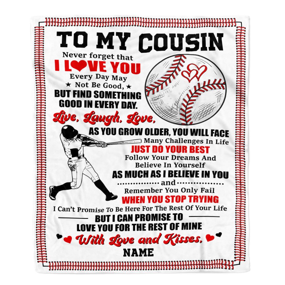 Personalized To My Cousin Blanket From Family I Believe In You Baseball Brother Birthday Graduation Christmas Customized Bed Fleece Throw Blanket | siriusteestore