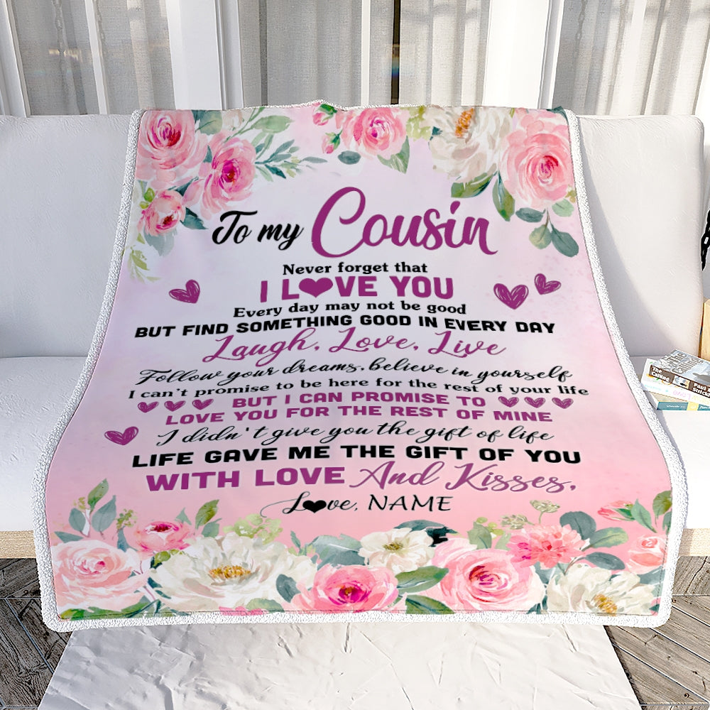 Personalized To My Cousin Blanket From Family Never Forget I Love You Flower Cousin Birthday Graduation Christmas Customized Bed Fleece Throw Blanket | siriusteestore