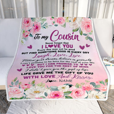 Personalized To My Cousin Blanket From Family Never Forget I Love You Flower Cousin Birthday Graduation Christmas Customized Bed Fleece Throw Blanket | siriusteestore