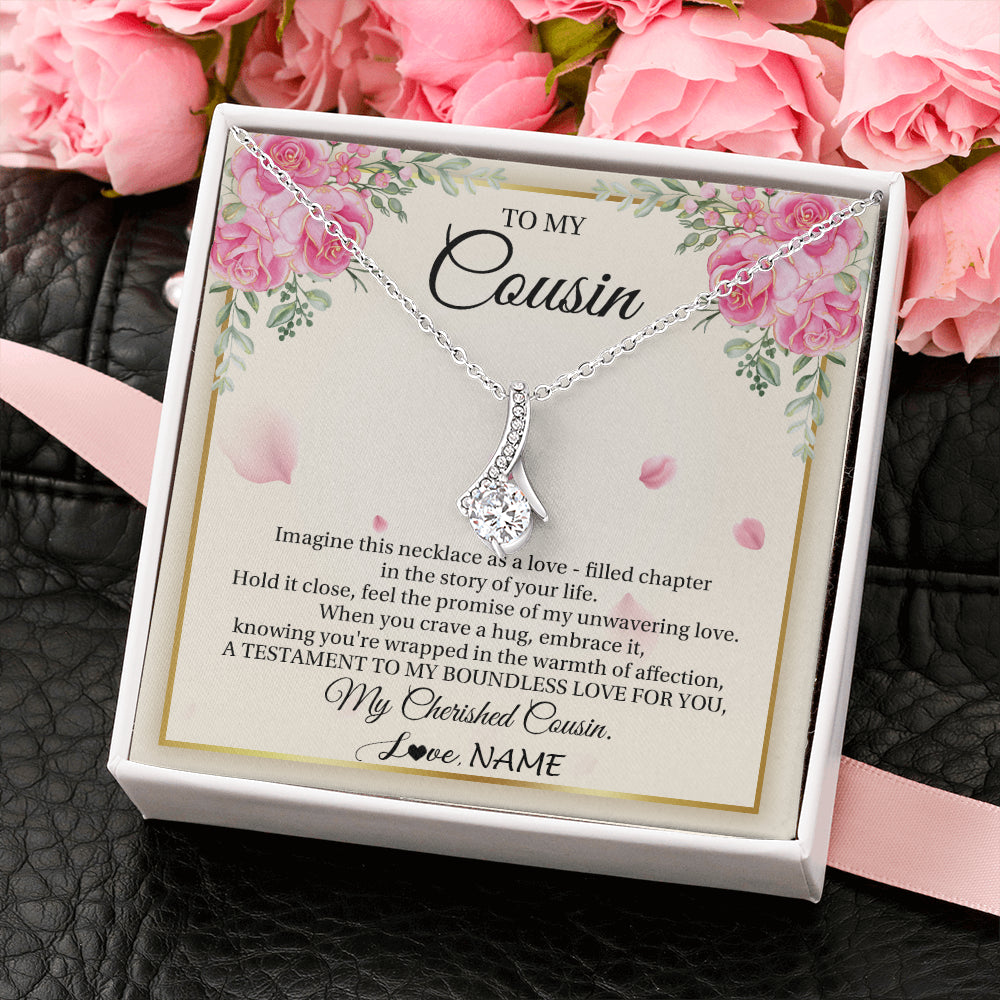 Alluring Beauty Necklace 14K White Gold Finish | 2 | Personalized To My Cousin From Family Imagine This Necklace As A Love Cousin Birthday Gifts Jewelry Graduation Christmas Customized Gift Box Message Card | siriusteestore