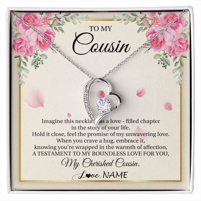 Forever Love Necklace 14K White Gold Finish | 1 | Personalized To My Cousin From Family Imagine This Necklace As A Love Cousin Birthday Gifts Jewelry Graduation Christmas Customized Gift Box Message Card | siriusteestore