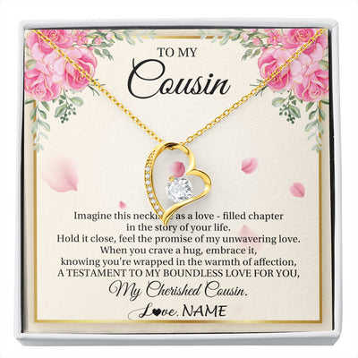 Forever Love Necklace 18K Yellow Gold Finish | 1 | Personalized To My Cousin From Family Imagine This Necklace As A Love Cousin Birthday Gifts Jewelry Graduation Christmas Customized Gift Box Message Card | siriusteestore