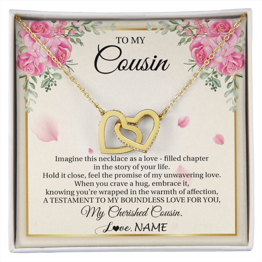 Interlocking Hearts Necklace 18K Yellow Gold Finish | 1 | Personalized To My Cousin From Family Imagine This Necklace As A Love Cousin Birthday Gifts Jewelry Graduation Christmas Customized Gift Box Message Card | siriusteestore
