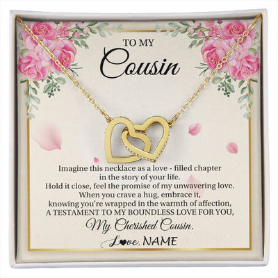 Interlocking Hearts Necklace 18K Yellow Gold Finish | 1 | Personalized To My Cousin From Family Imagine This Necklace As A Love Cousin Birthday Gifts Jewelry Graduation Christmas Customized Gift Box Message Card | siriusteestore