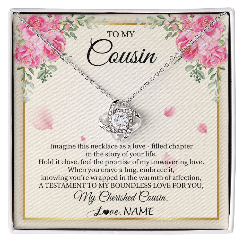 Love Knot Necklace 14K White Gold Finish | 1 | Personalized To My Cousin From Family Imagine This Necklace As A Love Cousin Birthday Gifts Jewelry Graduation Christmas Customized Gift Box Message Card | siriusteestore