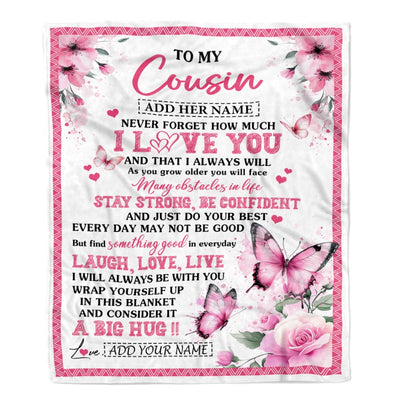 Personalized To My Cousin Gifts From Family Blanket I Love You Butterfly Birthday Gifts For Cousin Graduation Christmas Customized Fleece Throw Blanket | siriusteestore