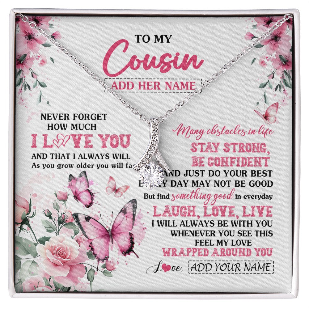 Alluring Beauty Necklace 14K White Gold Finish | 1 | Personalized To My Cousin Gifts From Family Necklace I Love You Butterfly Birthday Gifts For Cousin Graduation Christmas Custom Gift Box Message Card | https://siriusteestore.