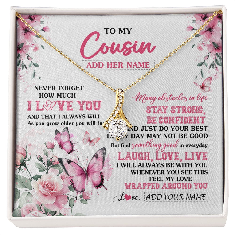 Alluring Beauty Necklace 18K Yellow Gold Finish | 1 | Personalized To My Cousin Gifts From Family Necklace I Love You Butterfly Birthday Gifts For Cousin Graduation Christmas Custom Gift Box Message Card | https://siriusteestore.