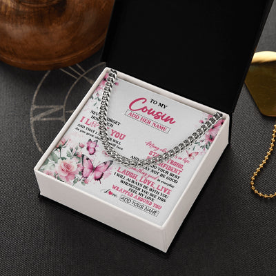 Cuban Link Chain Necklace Stainless Steel | 2 | Personalized To My Cousin Gifts From Family Necklace I Love You Butterfly Birthday Gifts For Cousin Graduation Christmas Custom Gift Box Message Card | https://siriusteestore.