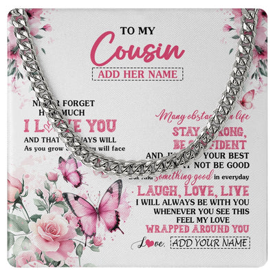 Cuban Link Chain Necklace Stainless Steel | 1 | Personalized To My Cousin Gifts From Family Necklace I Love You Butterfly Birthday Gifts For Cousin Graduation Christmas Custom Gift Box Message Card | https://siriusteestore.