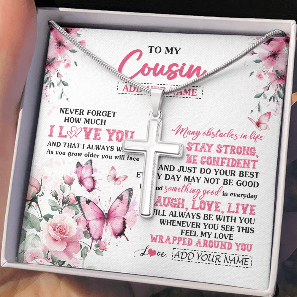 Stainless Cross Necklace Stainless Steel | 2 | Personalized To My Cousin Gifts From Family Necklace I Love You Butterfly Birthday Gifts For Cousin Graduation Christmas Custom Gift Box Message Card | https://siriusteestore.
