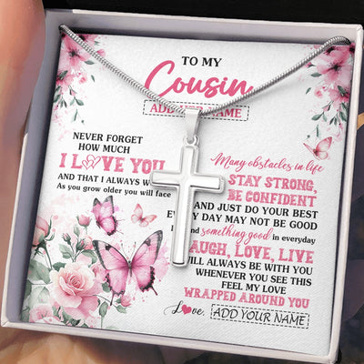 Stainless Cross Necklace Stainless Steel | 2 | Personalized To My Cousin Gifts From Family Necklace I Love You Butterfly Birthday Gifts For Cousin Graduation Christmas Custom Gift Box Message Card | https://siriusteestore.