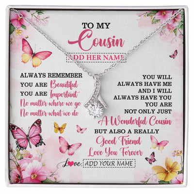 Alluring Beauty Necklace 14K White Gold Finish | 1 | Personalized To My Cousin Gifts Necklace From Family You Are Beautiful Birthday Gifts For Cousin Graduation Christmas Custom Gift Box Message Card | https://siriusteestore.