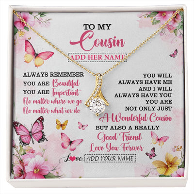 Alluring Beauty Necklace 18K Yellow Gold Finish | 1 | Personalized To My Cousin Gifts Necklace From Family You Are Beautiful Birthday Gifts For Cousin Graduation Christmas Custom Gift Box Message Card | https://siriusteestore.