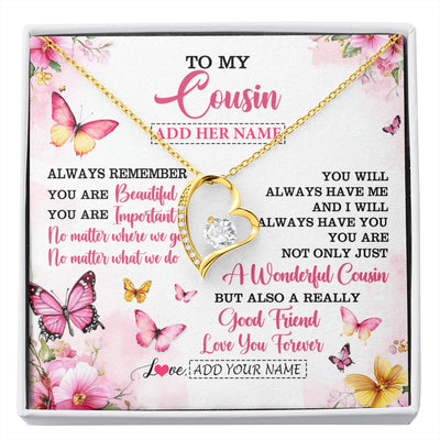 Forever Love Necklace 18K Yellow Gold Finish | 1 | Personalized To My Cousin Gifts Necklace From Family You Are Beautiful Birthday Gifts For Cousin Graduation Christmas Custom Gift Box Message Card | https://siriusteestore.