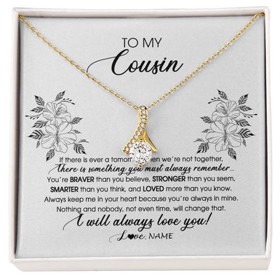 Alluring Beauty Necklace 18K Yellow Gold Finish | Personalized To My Cousin Necklace From Family Not Even Time Floral Cousin Birthday Graduation Christmas Customized Message Card | siriusteestore