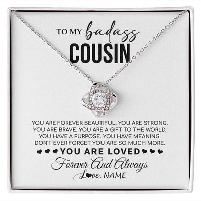 Love Knot Necklace | Personalized To My Cousin Necklace From Family You Are Forever Beautiful Cousin Birthday Graduation Christmas Customized Gift Box Message Card | siriusteestore