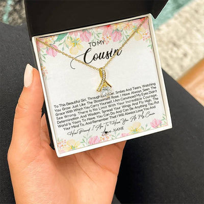 Alluring Beauty Necklace 18K Yellow Gold Finish | Personalized To My Cousin Necklace To This Beautiful Girl Cousin Pendant Jewelry Birthday Graduation Christmas CCustomized Gift Box Message Card | siriusteestore