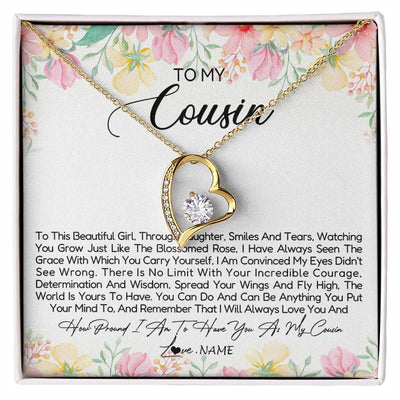Forever Love Necklace 18K Yellow Gold Finish | Personalized To My Cousin Necklace To This Beautiful Girl Cousin Pendant Jewelry Birthday Graduation Christmas CCustomized Gift Box Message Card | siriusteestore