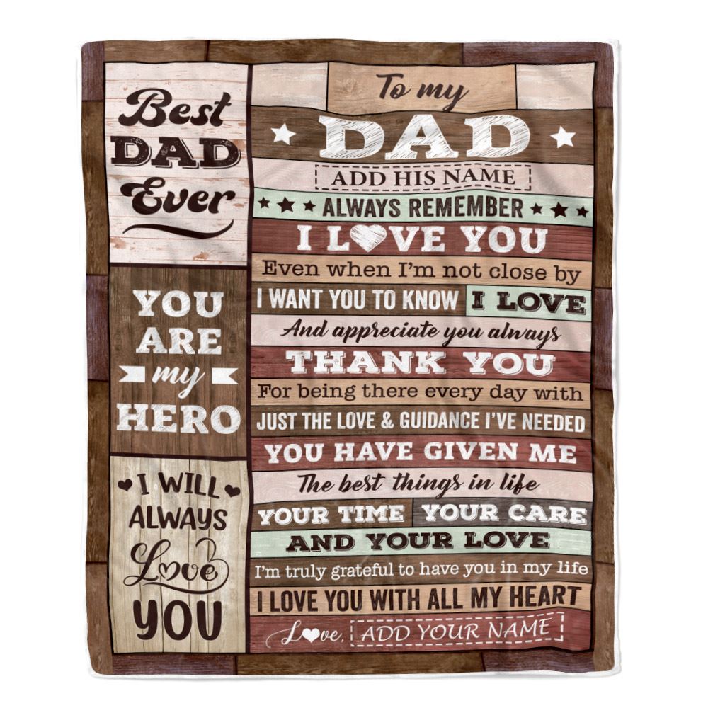 Personalized To My Dad Blanket Fathers Day Dad Gifts From Daughter Son Wood Always Remember I Love You Dad Birthday Gifts Christmas Customized Fleece Blanket | siriusteestore