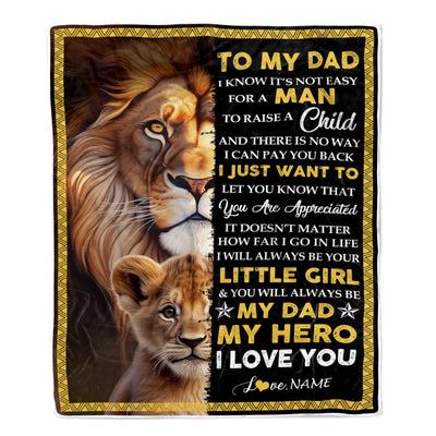 Personalized To My Dad Blanket From Daughter Lion I Love You Dad Father's Day Birthday Thanksgiving Christmas Customized Fleece Blanket | siriusteestore