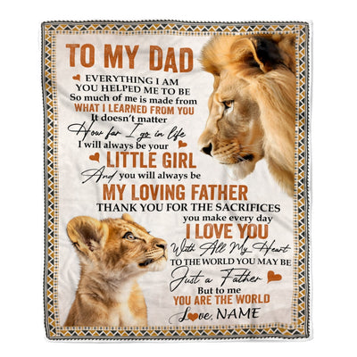 Personalized To My Dad Blanket From Daughter Lion My Loving Father I Love You Dad Father's Day Birthday Thanksgiving Christmas Customized Fleece Blanket | siriusteestore