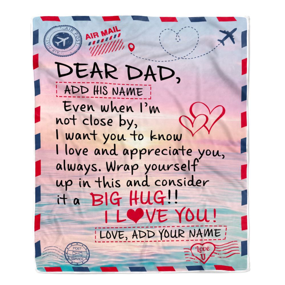 Personalized To My Dad Blanket From Daughter Son Children Letter Mail To Dad Gifts Happy Birthday Gifts Fathers Day Christmas Custom Name Fleece Throw Blanket | siriusteestore