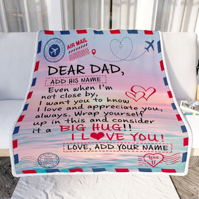 Personalized To My Dad Blanket From Daughter Son Children Letter Mail To Dad Gifts Happy Birthday Gifts Fathers Day Christmas Custom Name Fleece Throw Blanket | siriusteestore