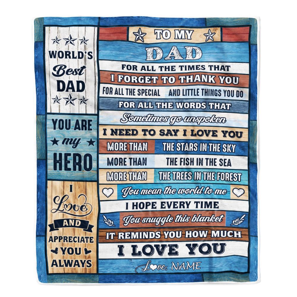 Personalized To My Dad Blanket From Daughter Son Wood Best Gifts For Great Dad Birthday Fathers Day Christmas Customized Fleece Throw Blanket | siriusteestore