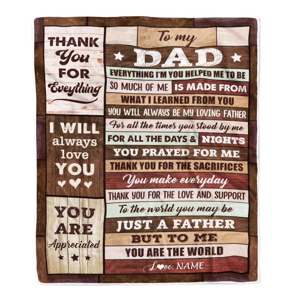 Personalized To My Dad Blanket From Daughter Son Wood Birthday Gift For Dad Who Wants Nothing Best Dad Fathers Day Christmas Customized Fleece Throw Blanket | siriusteestore