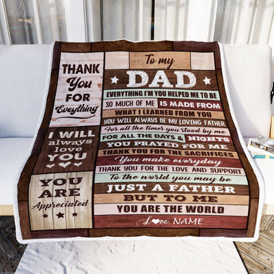 Personalized To My Dad Blanket From Daughter Son Wood Birthday Gift For Dad Who Wants Nothing Best Dad Fathers Day Christmas Customized Fleece Throw Blanket | siriusteestore