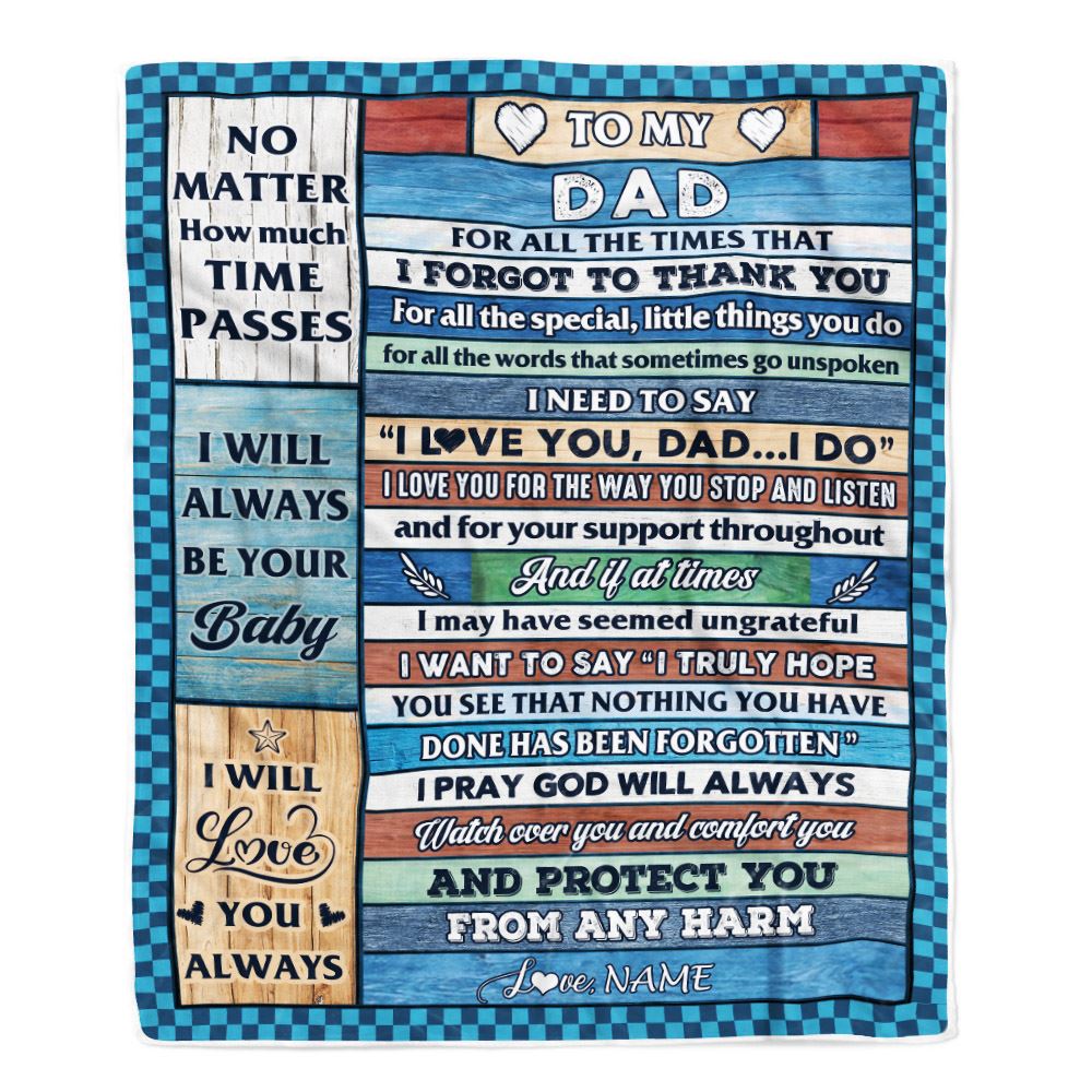 Personalized To My Dad Blanket From Daughter Son Wood I Love You Thank You Dad Birthday Fathers Day Thanksgiving Christmas Customized Gift Fleece Blanket | siriusteestore