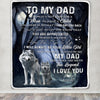 Personalized To My Dad Blanket From Daughter Wolf I Know It's Not Easy For A Man To Raise A Child Father's Day Birthday Christmas Customized Fleece Blanket | siriusteestore