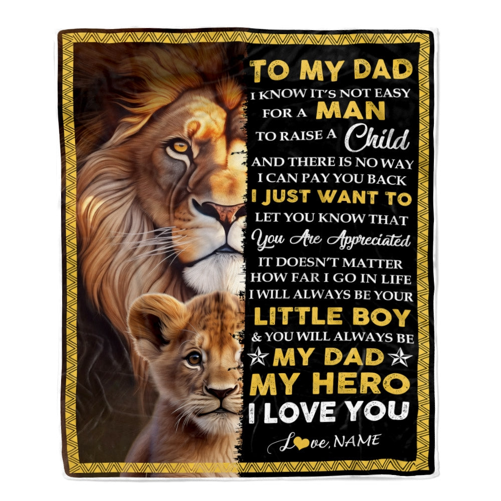 Personalized To My Dad Blanket From Son Lion I Love You Dad Father's Day Birthday Thanksgiving Christmas Customized Fleece Blanket | siriusteestore