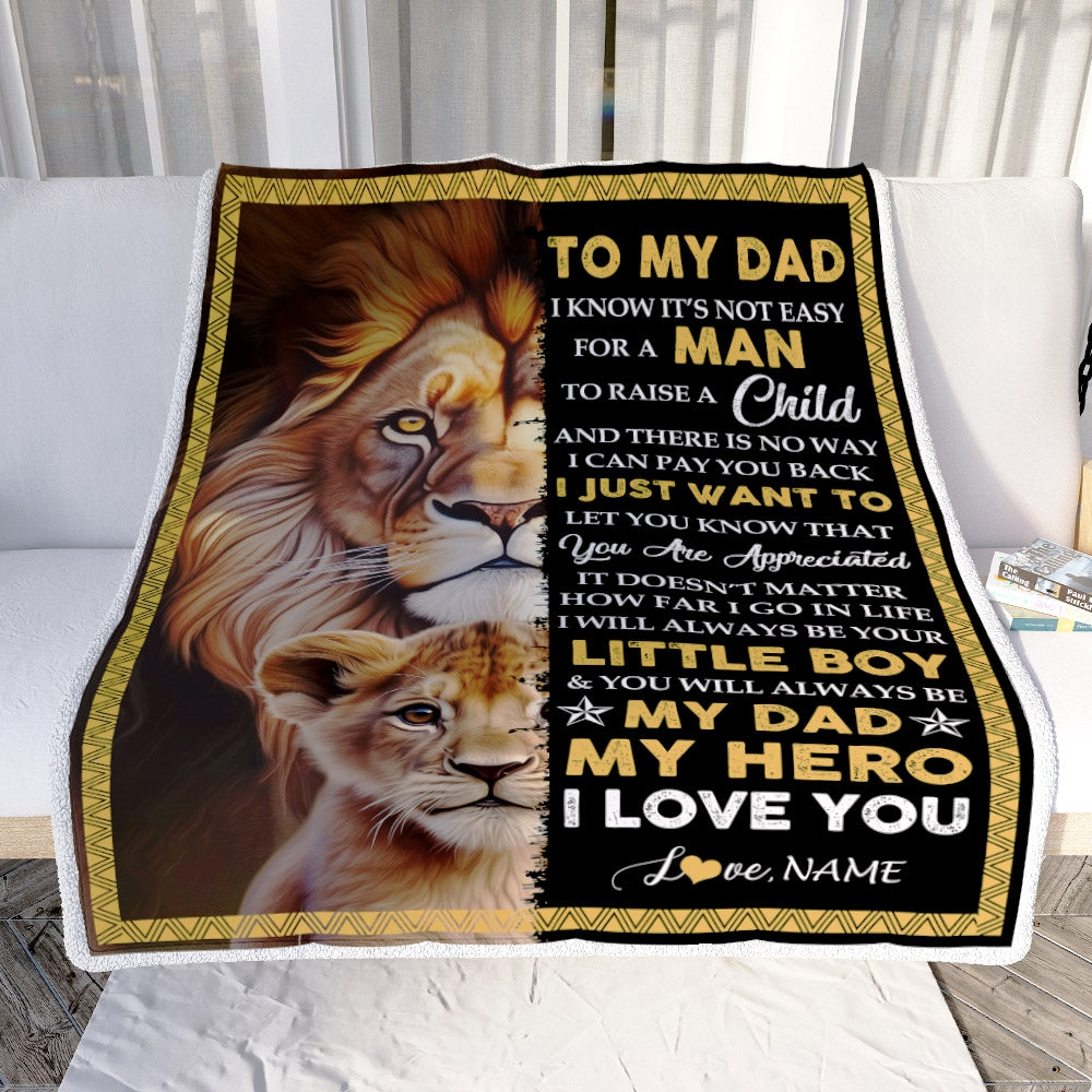 Personalized To My Dad Blanket From Son Lion I Love You Dad Father's Day Birthday Thanksgiving Christmas Customized Fleece Blanket | siriusteestore