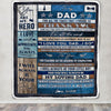 Personalized To My Dad Blanket From Son Wood Thank You You Are My Hero Dad Birthday Fathers Day Thanksgiving Christmas Customized Bed Fleece Blanket | siriusteestore
