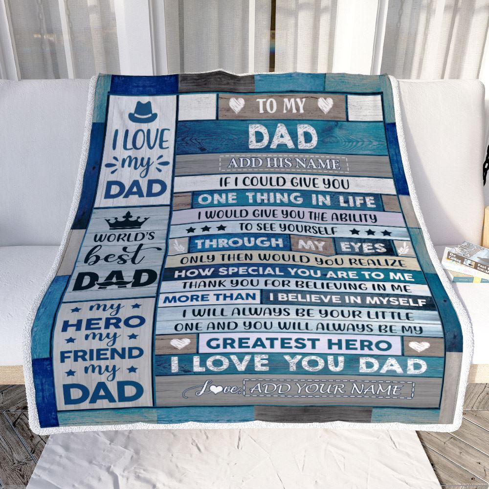 Personalized To My Dad Blanket Gifts For Fathers Day Wood Dad From Daughter Son My Dad Here Best Friend Dad Birthday Gifts Christmas Customized Fleece Blanket | siriusteestore