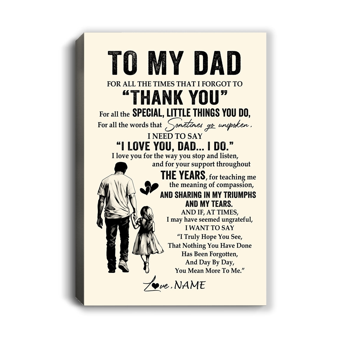 Personalized To My Dad Canvas From Son For All The Times That I Forgot To Thank You Dad Birthday Fathers Day Christmas Custom Wall Art Print Framed Canvas | siriusteestore