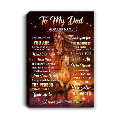 Personalized To My Dad Canvas From Son Thank You For The Sacrifices Horse Dad Birthday Mothers Day Thanksgiving Christmas Custom Wall Art Framed Canvas | siriusteestore