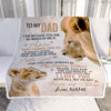 Personalized To My Dad From Daughter Lion I Love You With All My Heart Dad Birthday Fathers Day Christmas Customized Fleece Throw Blanket | siriusteestore