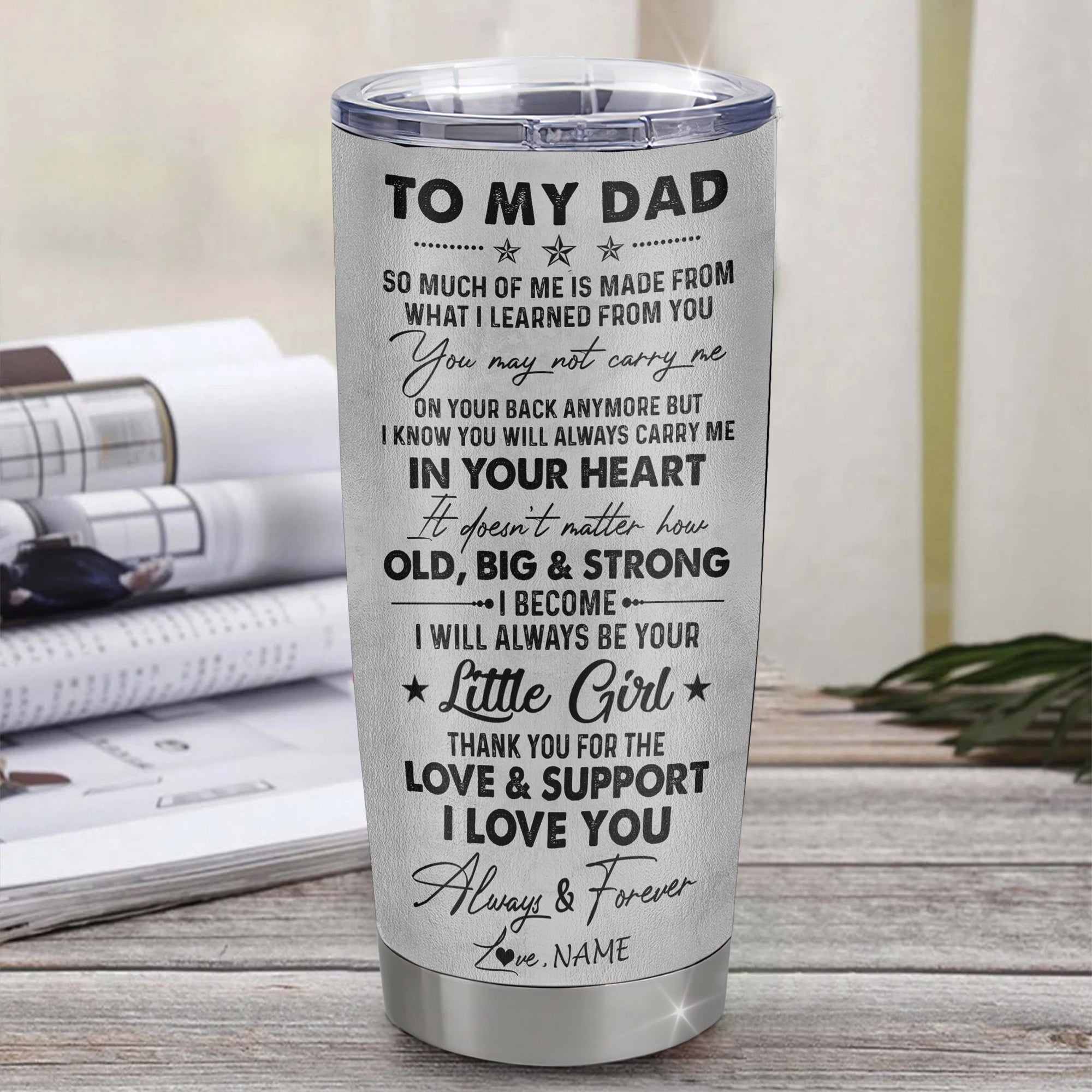 Personalized To My Dad From Daughter Litte Girl Stainless Steel Tumbler Cup Love You Always And Forever Lion Dad Fathers Day Birthday Christmas Travel Mug | siriusteestore