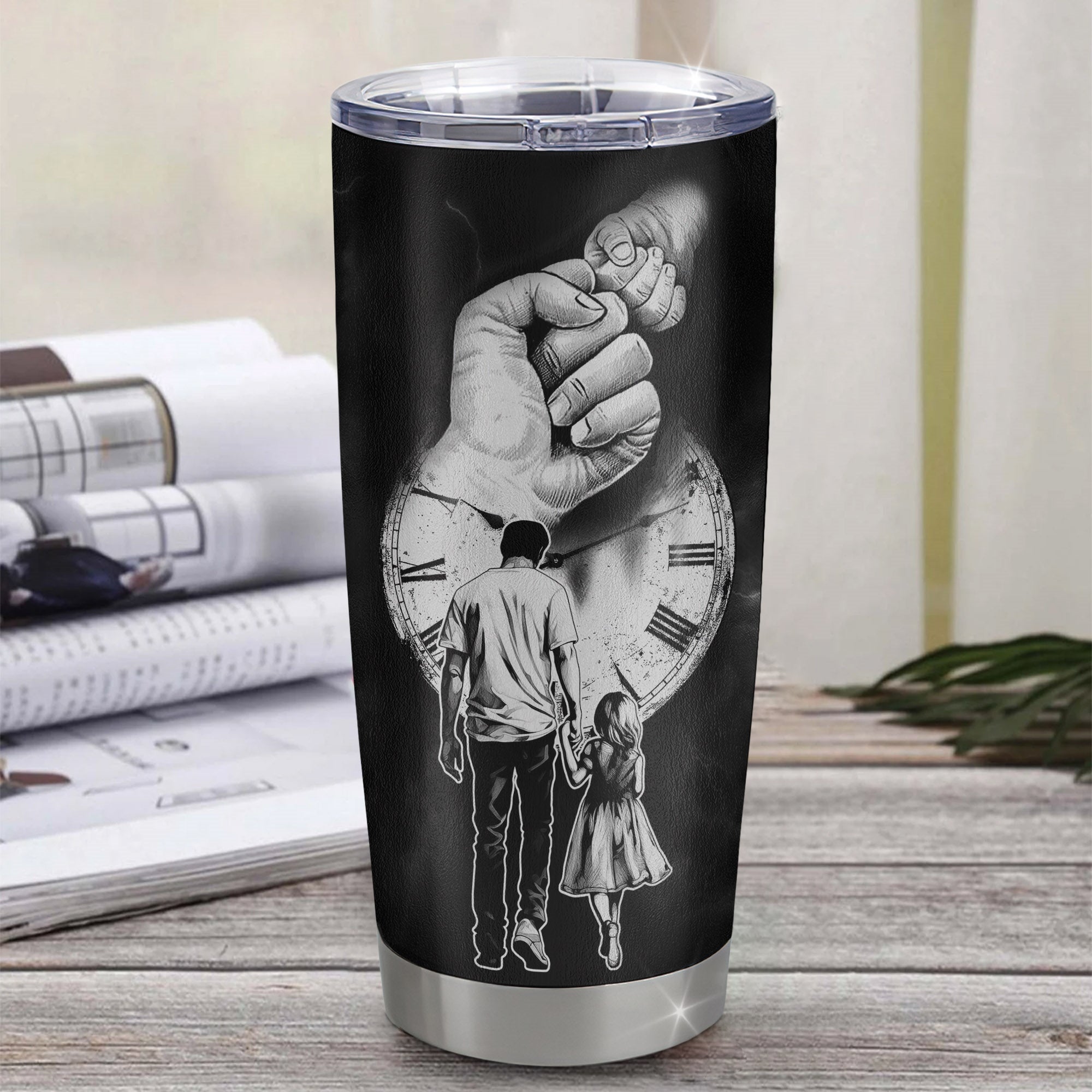 Personalized To My Dad From Daughter Little Girl Stainless Steel Tumbler Cup I Know It's Not Easy A Man To Raise A Child Dad Fathers Day Birthday Christmas Travel Mug | siriusteestore