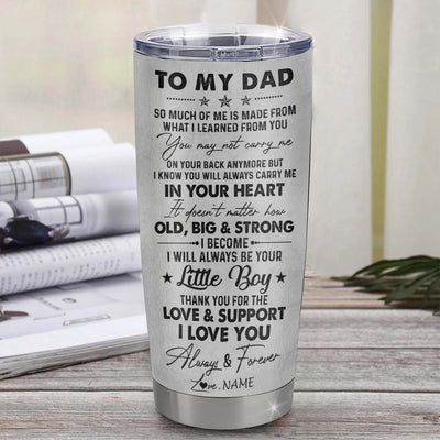 Personalized To My Dad From Son Litte Boy Stainless Steel Tumbler Cup Love You Always And Forever Lion Dad Fathers Day Birthday Christmas Travel Mug | siriusteestore